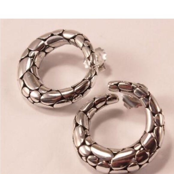 John Hardy Cali Pebble Bypass Hoop 924 Sterling silver Earrings - Picture 2 of 7